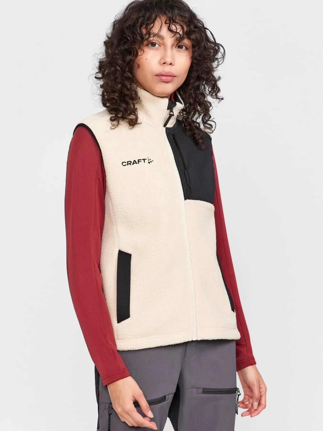 Mellomlag & Fleece|Mellomlag>Craft Sportswear ADV Explore Pile Fleece Vest W Ecru-Black