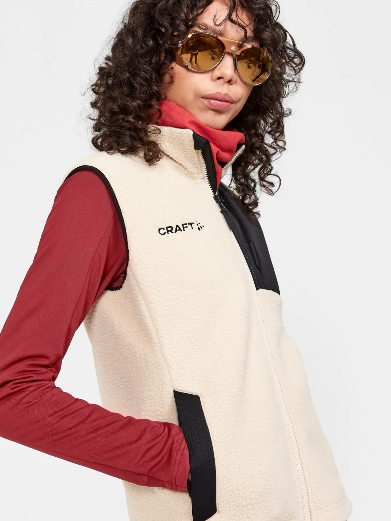 Mellomlag & Fleece|Mellomlag>Craft Sportswear ADV Explore Pile Fleece Vest W Ecru-Black