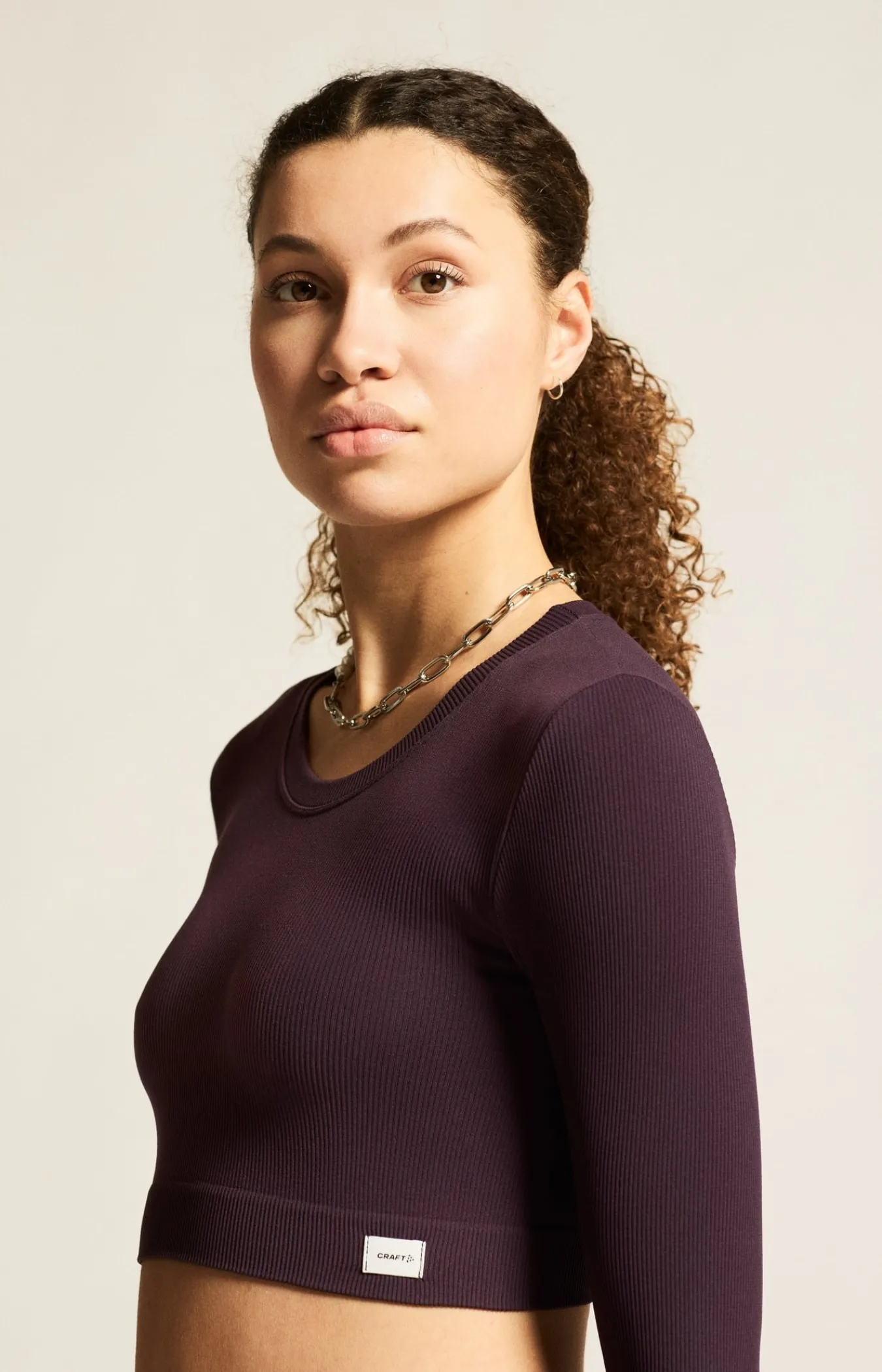 Gensere|Trening>Craft Sportswear Collective Rib Cropped Ls Top W Dk Plum