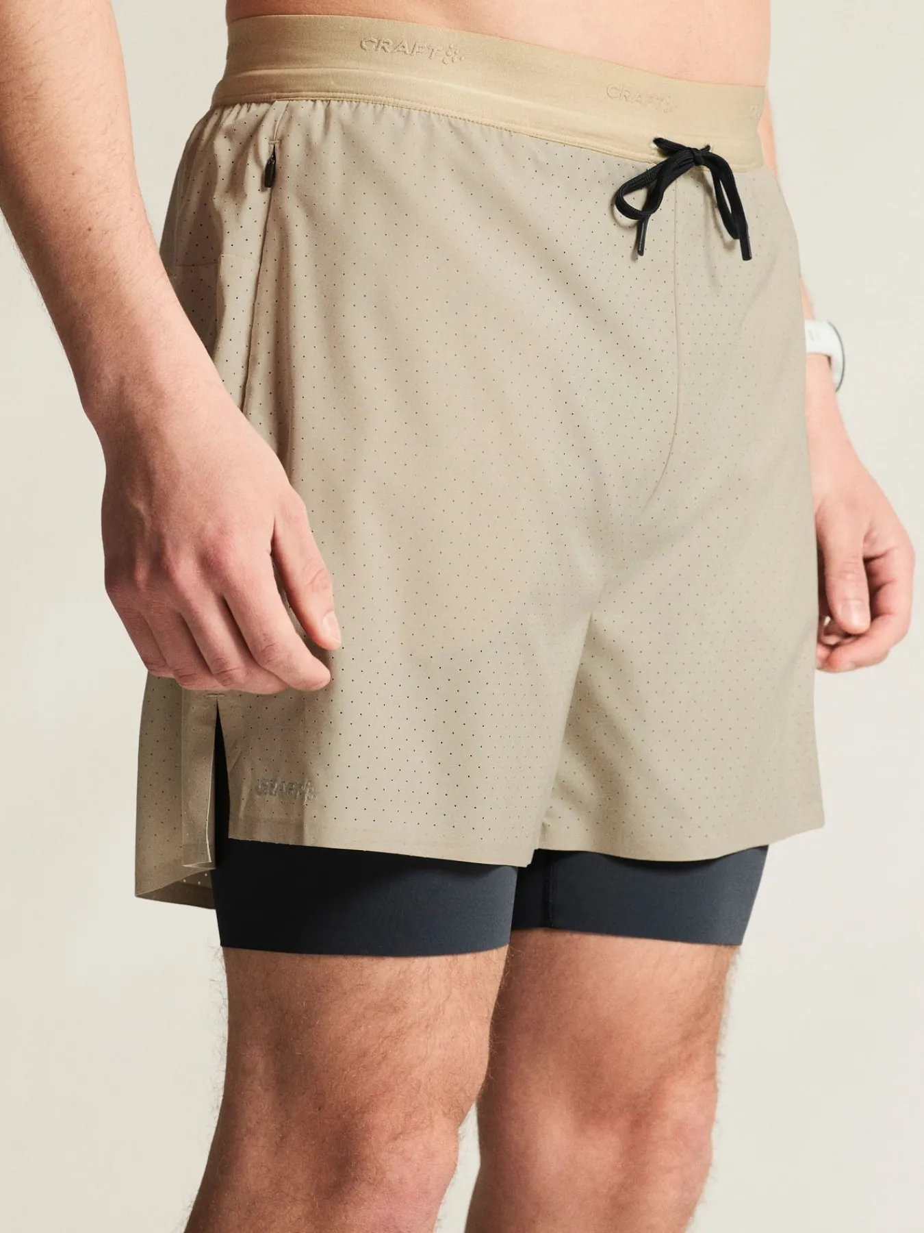 Shorts|Løping>Craft Sportswear Hypervent 2-In-1 Shorts M Plaster
