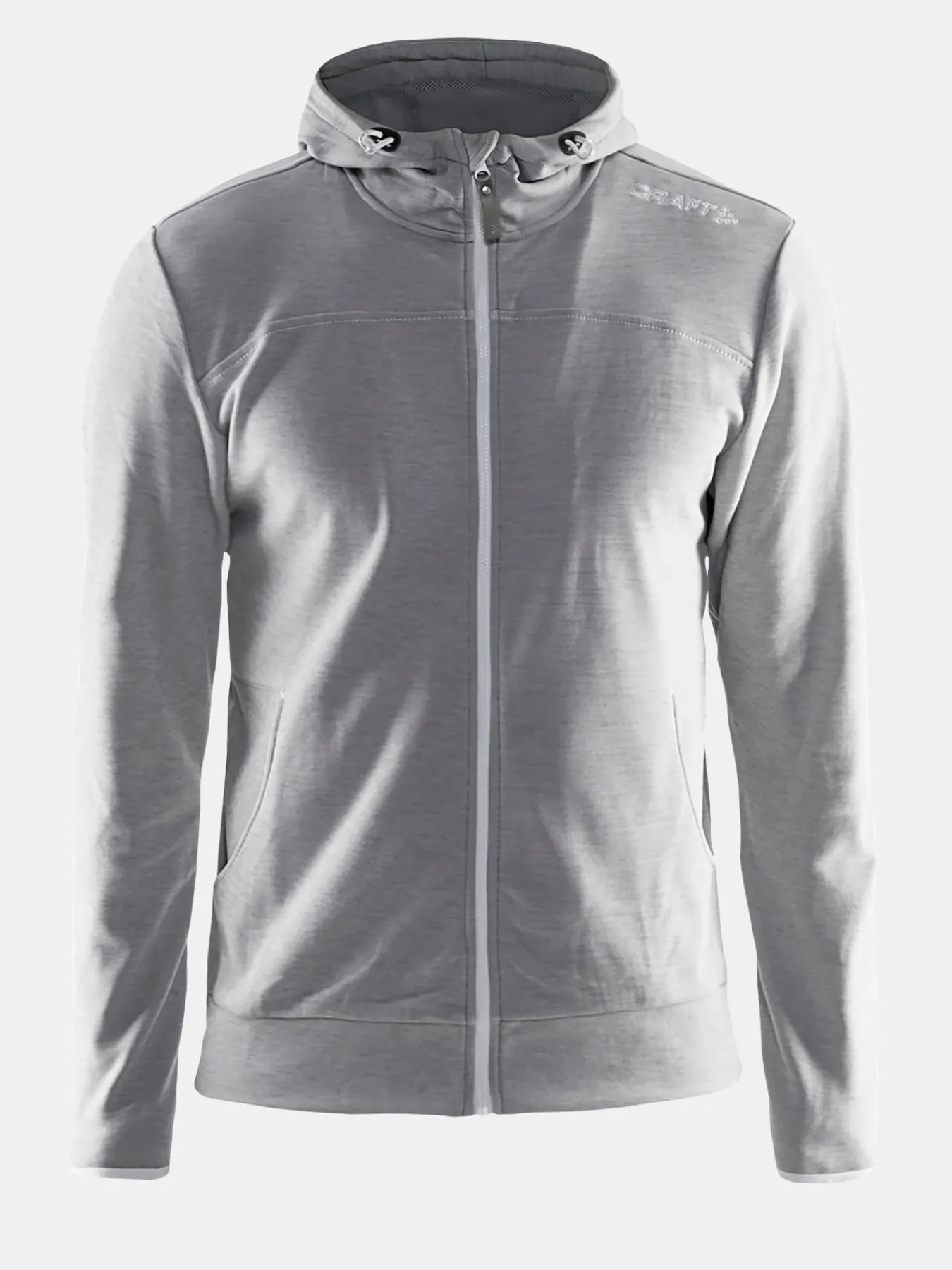 Gensere>Craft Sportswear Leisure Full Zip Hood M Grey Melange/White/Grey Melange