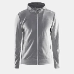 Gensere>Craft Sportswear Leisure Full Zip Hood M Grey Melange/White/Grey Melange
