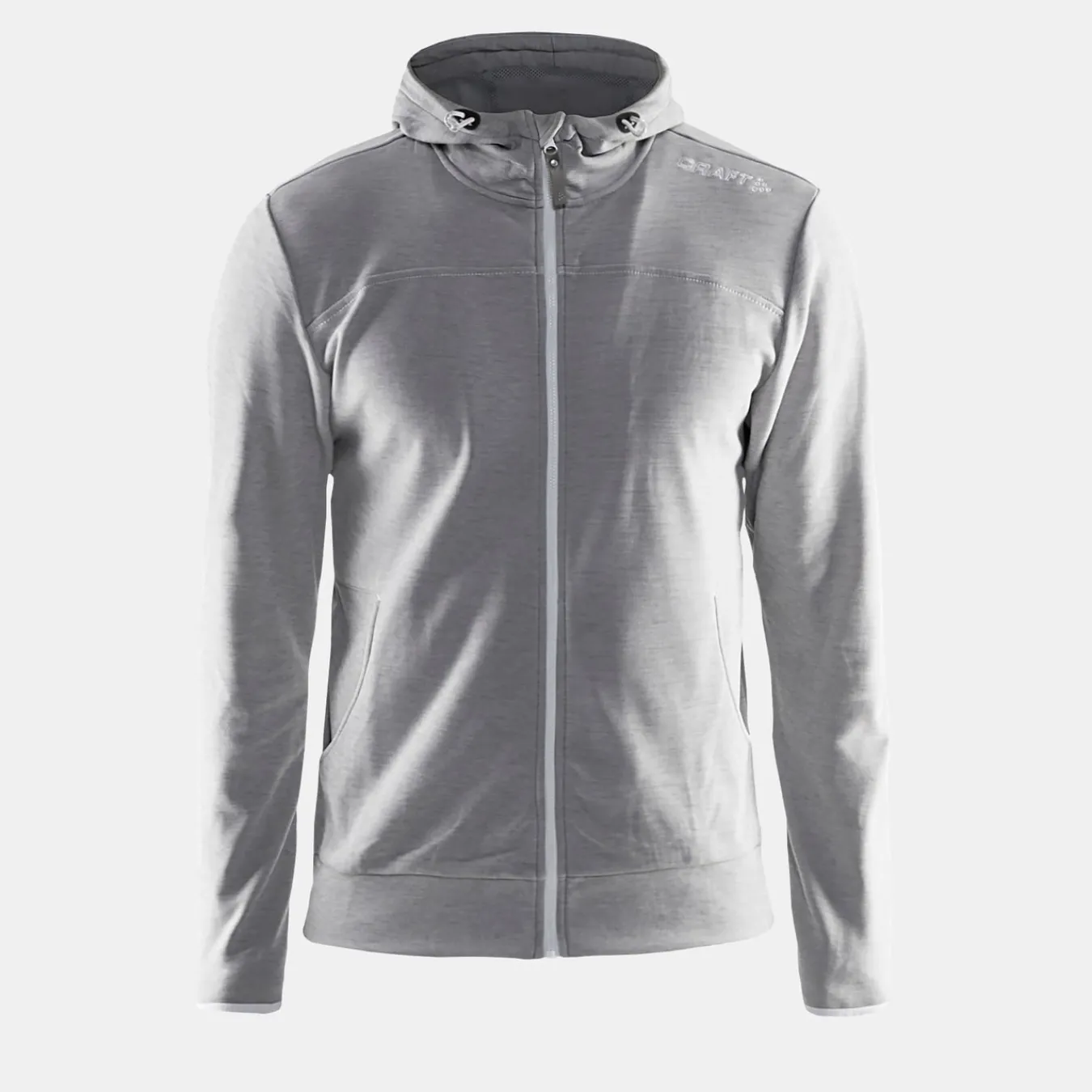 Gensere>Craft Sportswear Leisure Full Zip Hood M Grey Melange/White/Grey Melange
