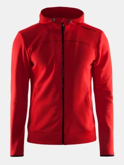 Gensere>Craft Sportswear Leisure Full Zip Hood M Bright Red/Black/Grey Melange
