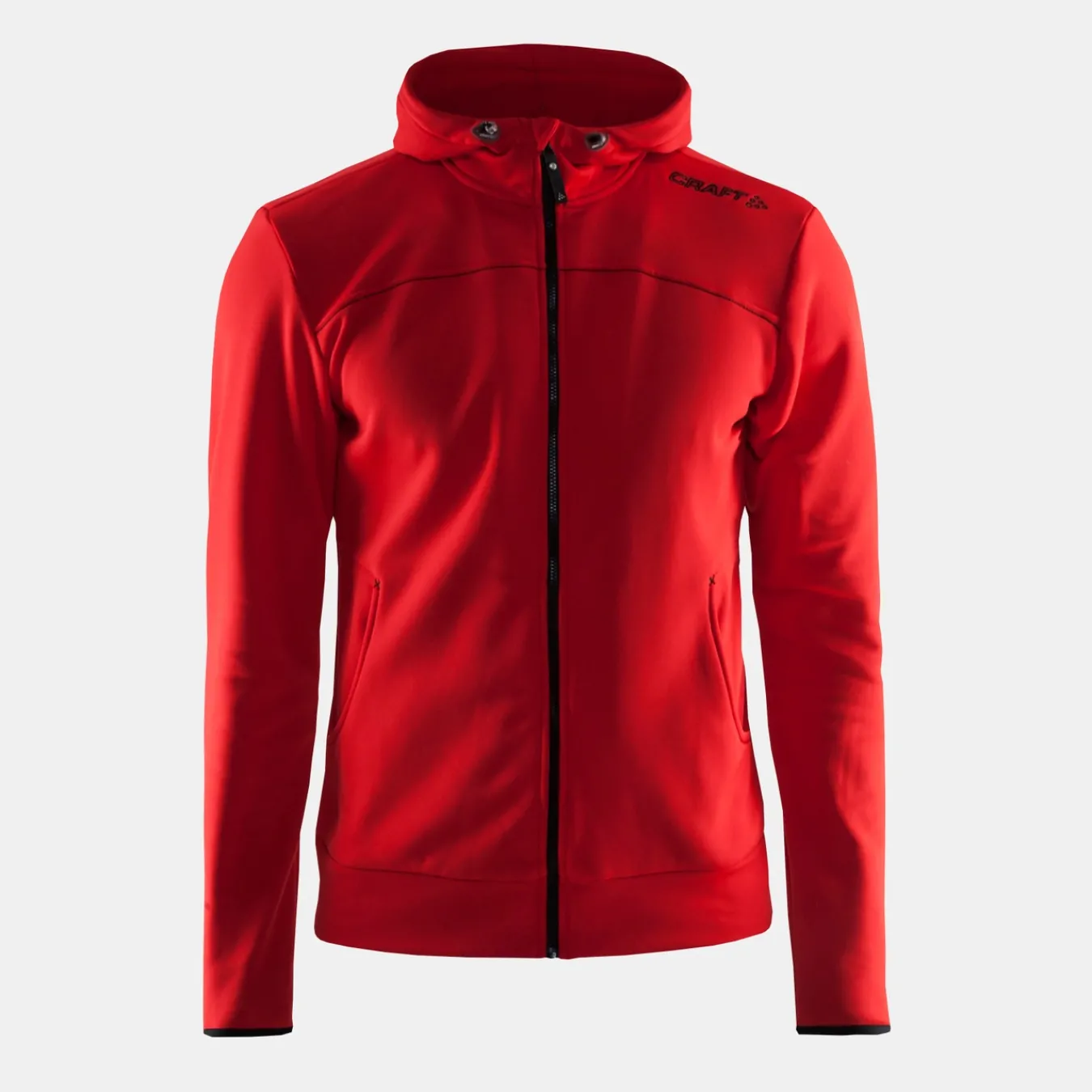 Gensere>Craft Sportswear Leisure Full Zip Hood M Bright Red/Black/Grey Melange