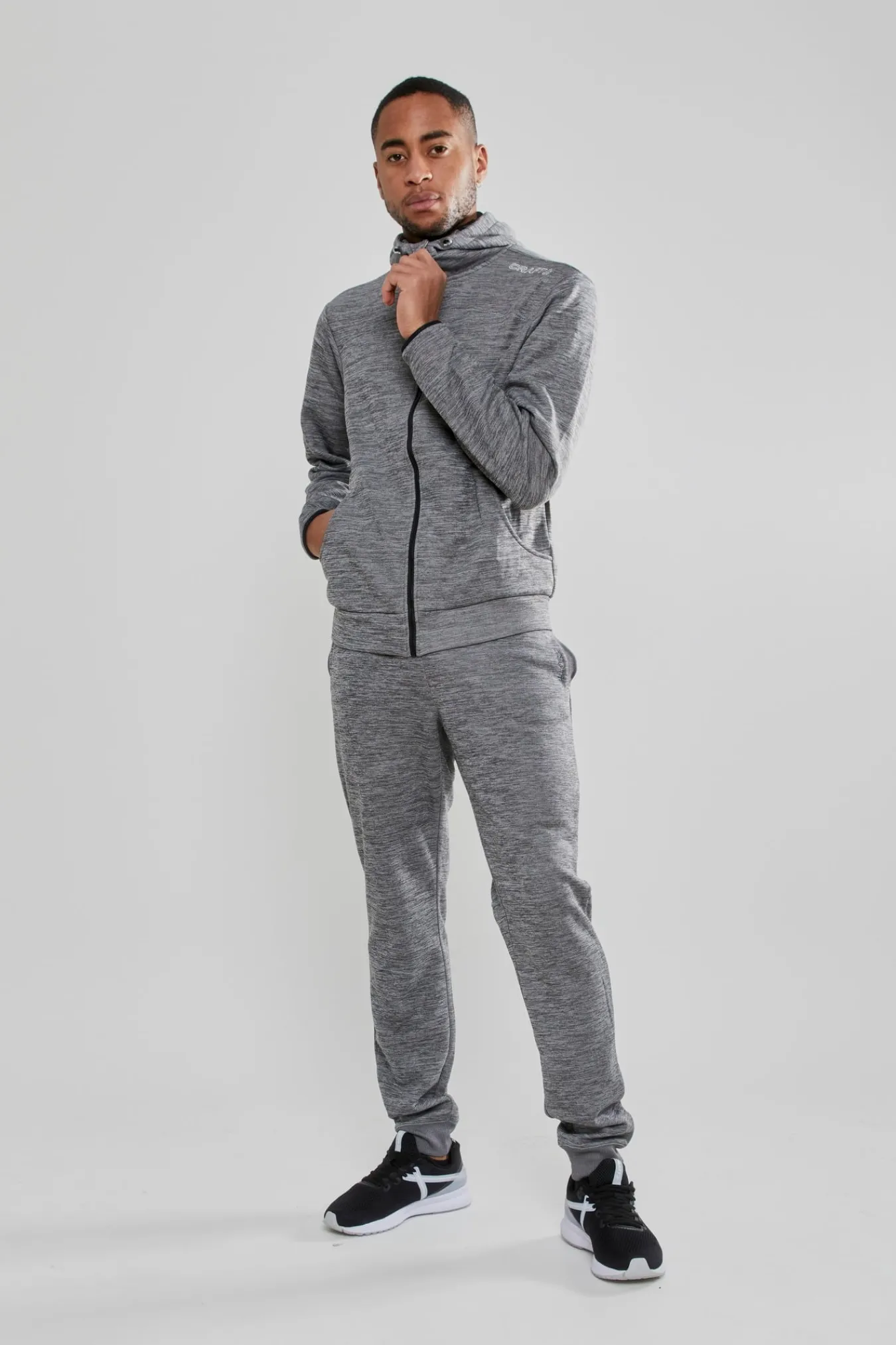Gensere>Craft Sportswear Leisure Full Zip Hood M Darkgrey Melange